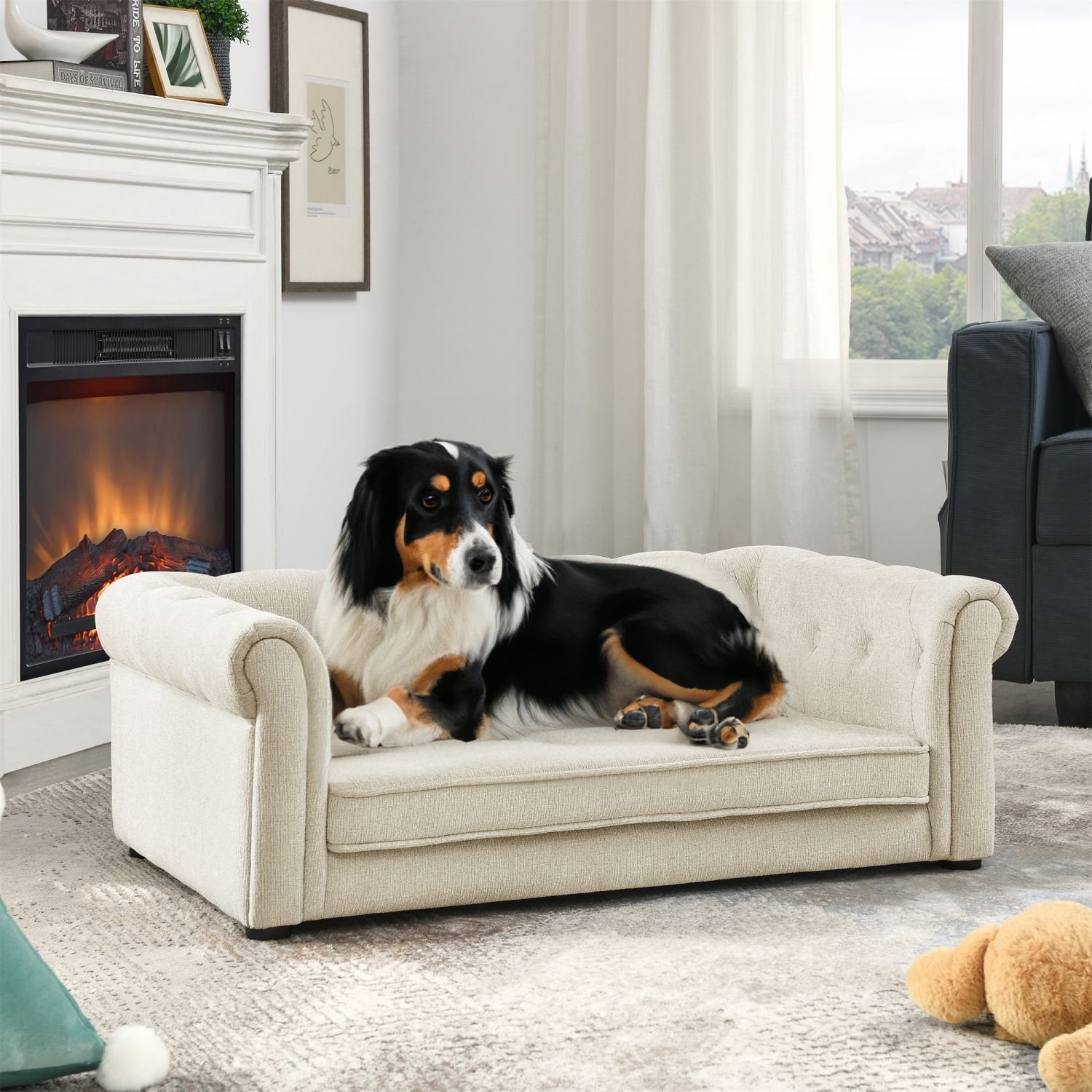 Elegant Rectangle Pet Bed for Medium and Large Dogs, Durable Elevated Dog Sofa Bed, Comfortable Dog Couch, Modern and Stylish Dog Sofa for Large