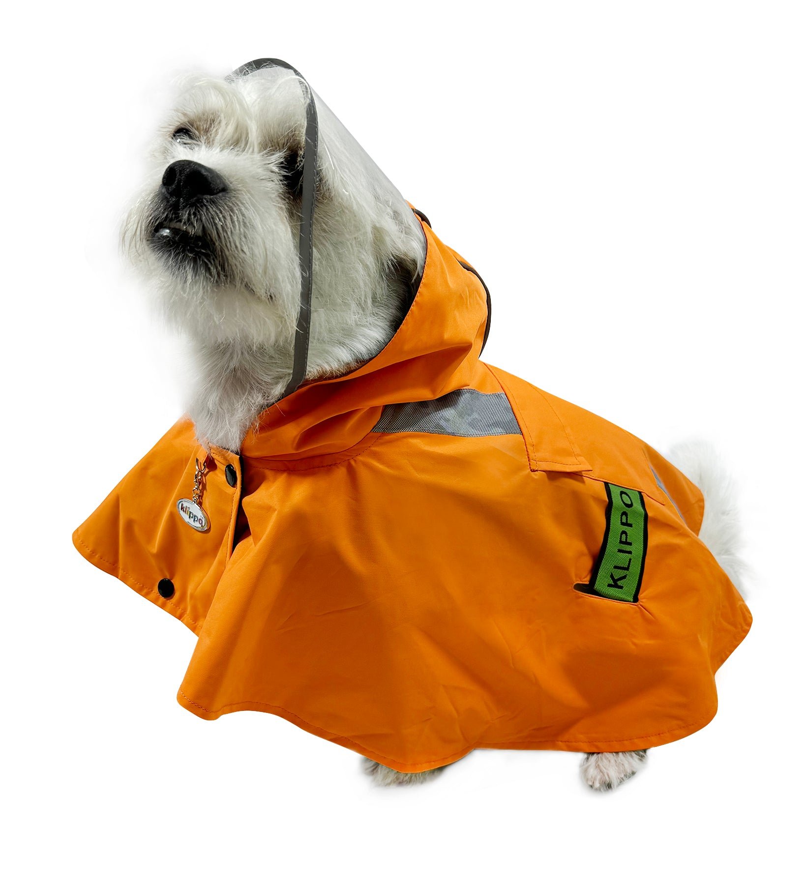 Clear View Poncho Raincoat with Reflective Stripes (Color: Orange, size: L)
