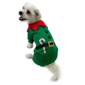 Shimmery Candy Cane Elf Bodysuit (Color: Lime, size: XL)