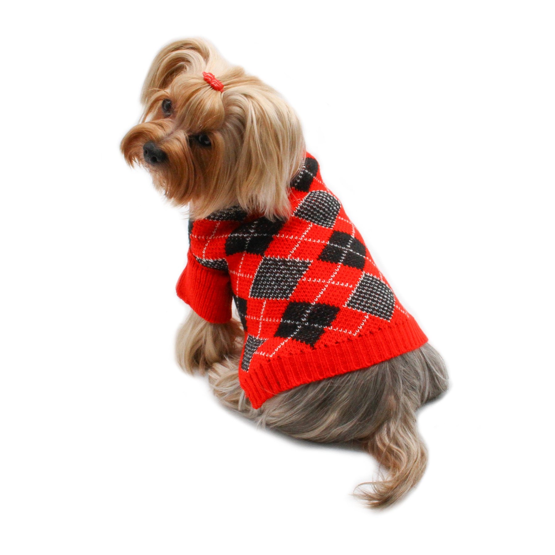 Argyle Turtleneck Sweater in Red/Black/White (Color: Green/Blue, size: XL)