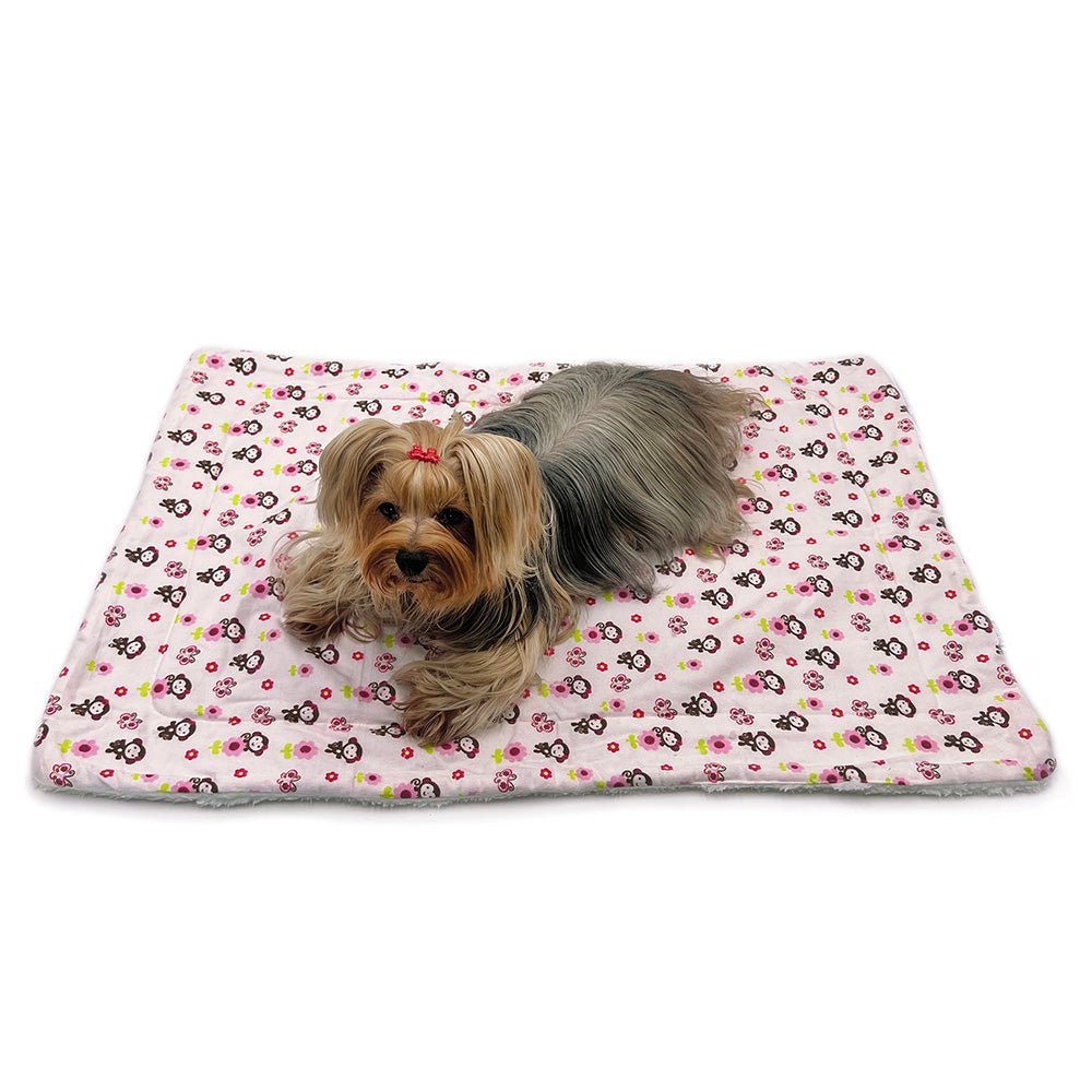 Girly Monkey Flannel/Plush Blanket (Color: White, size: 50" x 30")