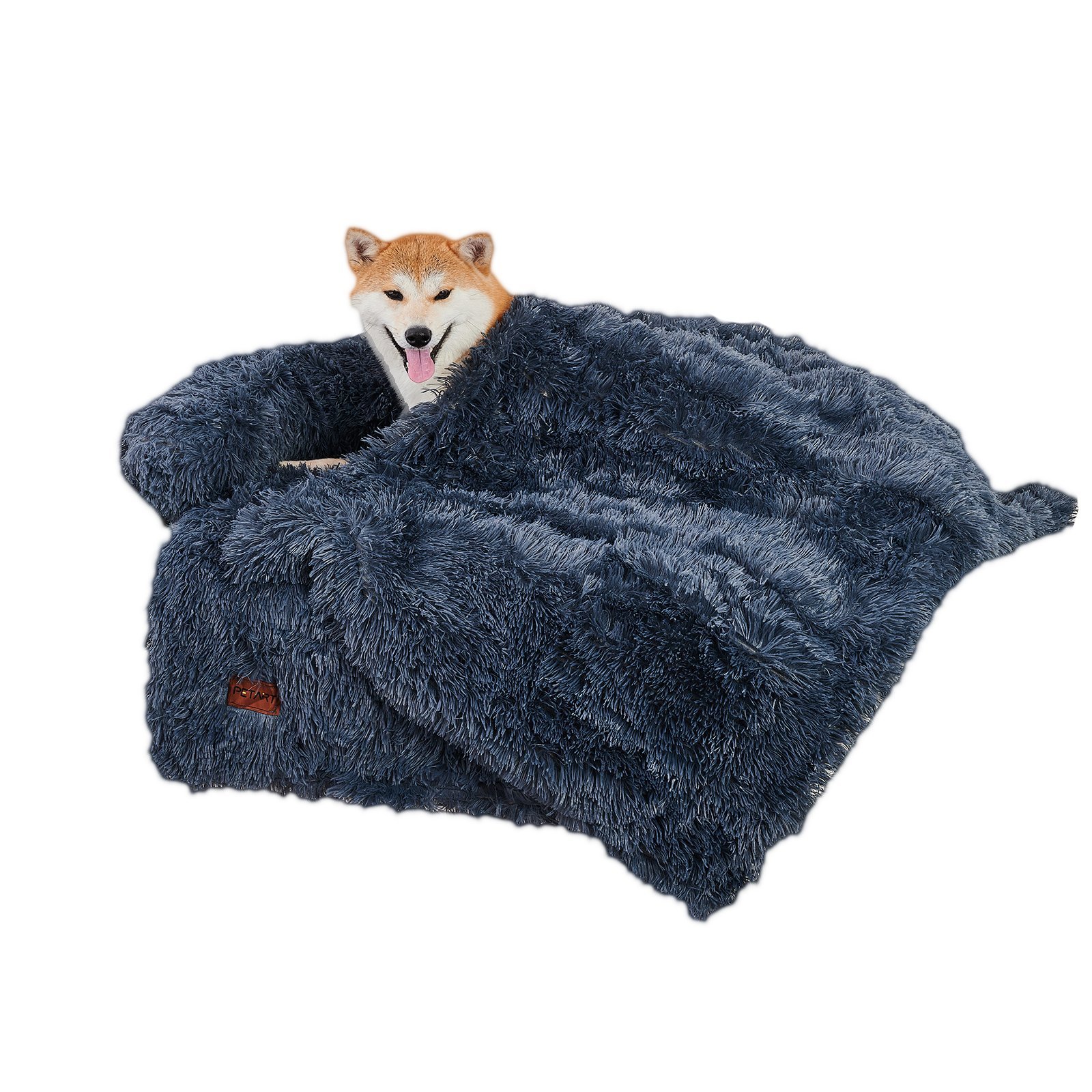 Dog Couch Bed Mat - Fluffy Plush Dog Sofa Bed With Blancket ,Pet Furniture Protector With Removable Washable Cover For Medium And Large Dogs, For (Option: Dark Grey-43x41x17inch with 40x31inch)
