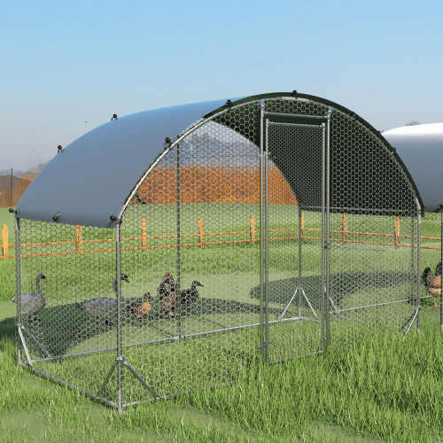 Large Metal Chicken Coop Upgraded Three-support Steel Wire Impregnated Plastic Cage, Oxford Cloth Silver-plated Waterproof Ultraviolet Protection Large Metal Chicken Coop Upgraded Three-support Steel Wire Impregnated Plastic Cage, Oxford Cloth Silver-plated Waterproof Ultraviolet Protection
