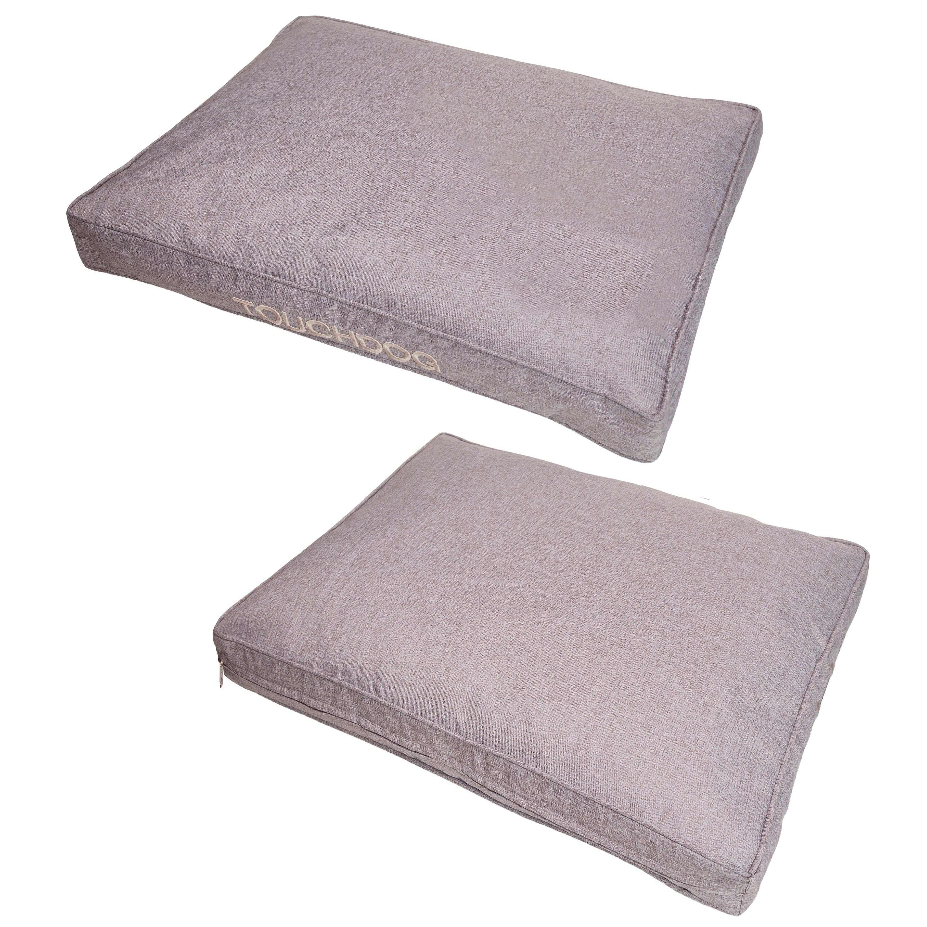 Touchdog 'Hushky' Water-Resistant Premium Rectangular Raised Dog Mat (Color: Grey, size: small)