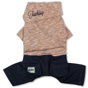 Touchdog Vogue Neck-Wrap Sweater and Denim Pant Outfit (Color: Peach, size: X-LARGE)